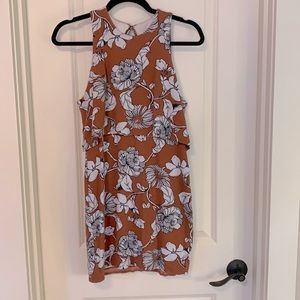 Floral High Neck Open Back Mini Bodycon Dress